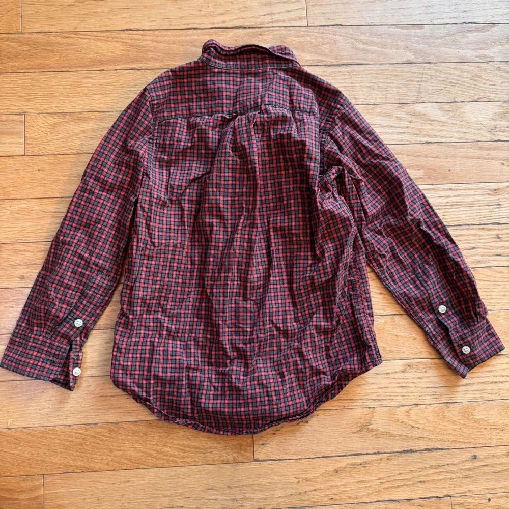 Ralph Lauren Kids Boys Red Green Plaid Button Down Shirt Size 5 Cotton Pony Logo